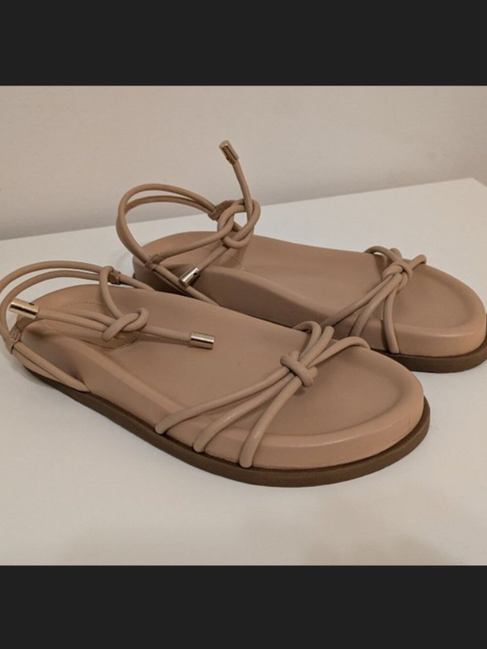 Arezzo - Camila Leather Flat Sandal - Nude - Women's Size 9.5B